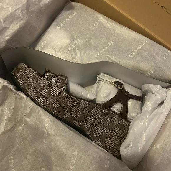 Coach Brown Wedge Sandal - Picture 3 of 5